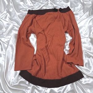 y2k Off Shoulder Sweater Orange Excellent Bow Detail Knit Top